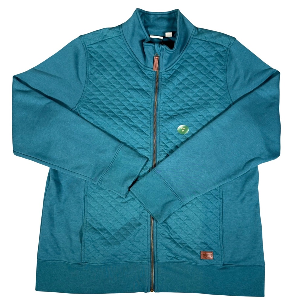 L.L.Bean Quilted Full-Zip Sweatshirt Women Size 1X Plus Deep Turquoise 515674
